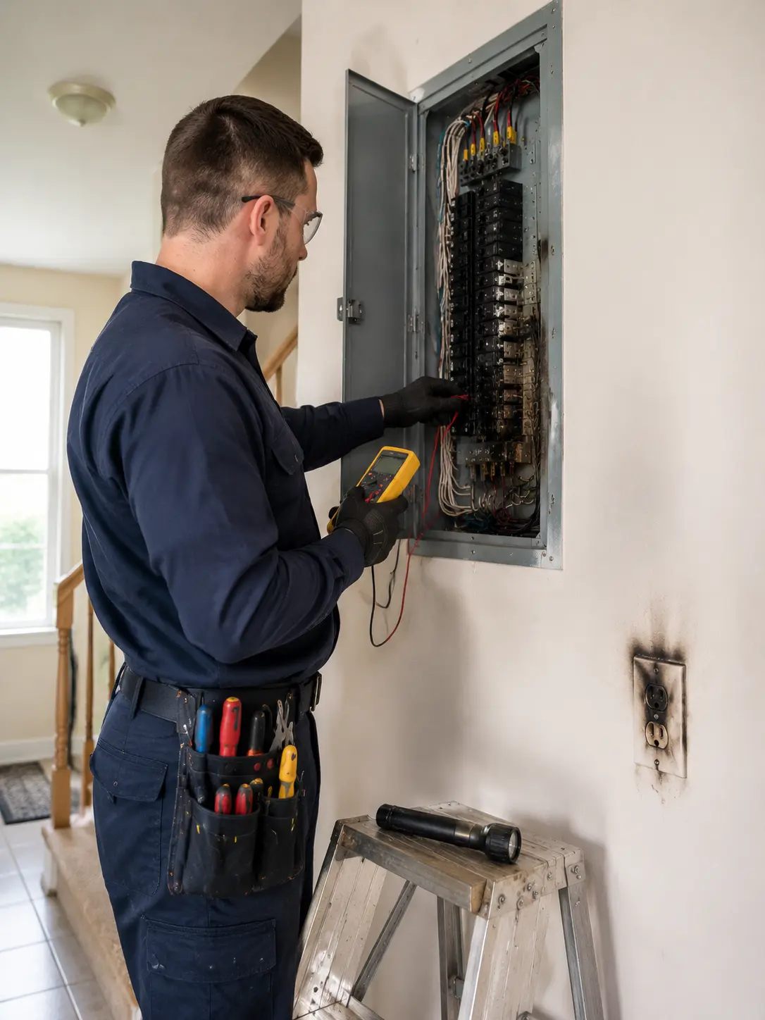 Emergency electrician responding to an urgent electrical problem in Etobicoke